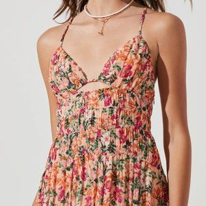 ASTR the Label Tropics Dress Peach Fuchsia Floral in Size Small (S)